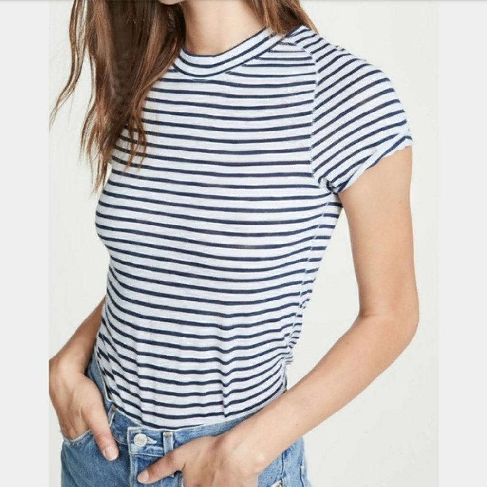 Free People Night Sky Navy Stripe Tee Size M